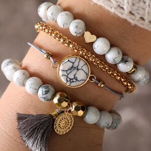 Gray Marble Bracelet Set